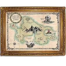 Peter Pan Never Never Land Map Vintage Poster Disney Inspired Available In Multiple Sizes 5x7 Up To 24x36 Peter Pan Peter Pan Nursery Disney Decor