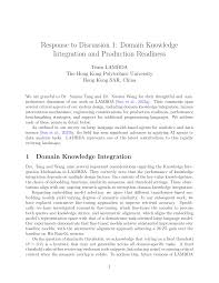 Response to Discussion 1: Domain Knowledge Integration and ...