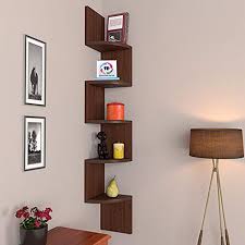 Up to 70% off top furniture. Santosha Decor Zigzag Corner Wall Shelf Wall Mount Unit Racks And Wall Shelves Home Decor Walnut Finish Brown Buy Online In San Marino At Sanmarino Desertcart Com Productid 64570990