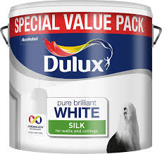 Rated 5 out of 5 by anonymous from dulux paint great coverage great price for the 10l paint would recommend. Dulux Silk Smooth And Creamy Emulsion Paint For Use On Walls Ceilings 6 L Pure Brilliant White Amazon Co Uk Diy Tools
