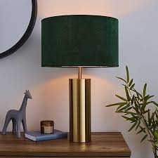 Nesa Velvet Touch Table Lamp Brushed Gold And Bottle Green Table Lamps For Bedroom Table Lamps Living Room Table Lamp Design