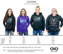 size chart brand hoodies girls with guns