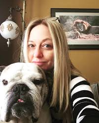 English bulldog sunbathing before nap