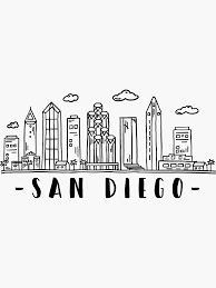 San Diego Skyline Travel Sticker By Duxdesign In 2020 San Diego Skyline San Diego Art Travel Stickers