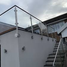 Shop gilpin black aluminum flange handrail brackets in the handrail brackets department at lowe's.com. Mordern Exterior Handrail Baluster Laminated Deck Balcony Glass Railing Design