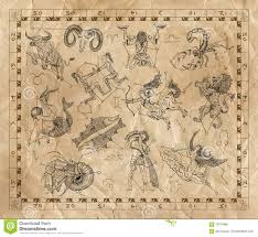Collage With Zodiac Signs On Old Paper Stock Illustration
