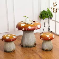 Children S Room Creative Resin Mushroom Stool Chair Figurines Garden Table Statue Home Decor Crafts Room Decoration Objects Gift Statues Sculptures Aliexpress
