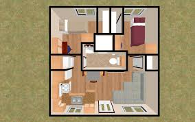 The 3d Top View Of 20 X 20 400 Sq Ft 2 Bedroom 3 4 Bath That Has It All House Floor Plans Floor Plans Small House Plans