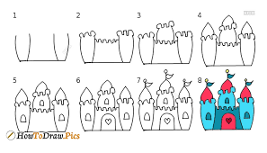 Rock draw castles are the fortified building used for defense purposes in ancient times by emperors and for saving ammunition as well as ration and many other valuables. How To Draw Castle Pictures Castle Step By Step Drawing Lessons