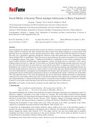 PDF) Social Media: A Security Threat amongst Adolescents in Buea, Cameroon?