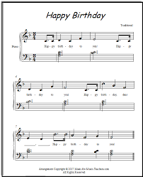 This is beginner music sheet in the key of f major with b flat. Happy Birthday Free Sheet Music For Guitar Piano Lead Instruments