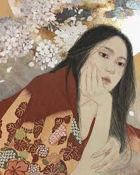 顧洛水 on instagram 望月f6 日本画 人物画 顧洛水 美人画 絵画 japanesepainting exhibition 岩彩 art disney characters chinese art