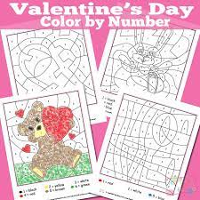 Hearts and flowers for valentine's day are the perfect time to break out the pink and red crayons! Valentines Day Color By Numbers Worksheets Itsybitsyfun Com
