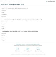 islam quiz worksheet for kids study com