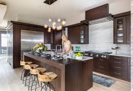 Modern Kitchen Design With Sleek Dark Walnut Cabinets Kitchen Perimeter And Island Countertop Kitchen Cabinet Styles Modern Kitchen Design New Kitchen Designs