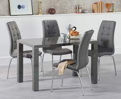 View our large range of high gloss dining tables and 8 chairs all with modern style and come with a choice of colours in white, black, grey or cream with extending options. Atlanta 120cm Dark Grey High Gloss Dining Table With Calgary Chairs