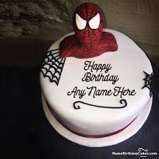 Birthday Cake With Name Edit For Man Write Name On Spiderman Birthday Cake Online Spiderman Birthday Cake Happy Birthday Kids Happy Birthday Cakes