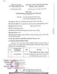 CÔNG TY CỔ PHẦN CẤP THOÁT NƯỚC CẦN THƠ