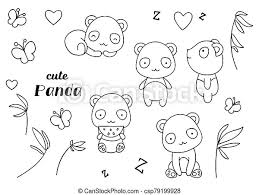 Designs include popular themes like save the drama for your llama and no drama llama. please see the second imag Coloring Pages Black And White Set Cute Kawaii Hand Drawn Panda Doodles Print Canstock