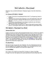 Mcculloch V Maryland Case Brief Summary