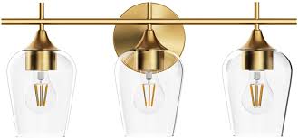Keep doing this with clean parts of the towel until the fixture is tarnish free. Buy Hamilyeah Bathroom Vanity Light Fixture Over Mirror Gold Bathroom Light Fixtures Indoor 3 Light Vanity Lighting Champagne Brass Modern Wall Mount Lighting With Glass Shade Living Room Ul Listed Online In Indonesia