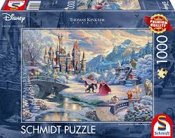 Thomas kinkade disney collection is a group of paintings inspired by great moments from famous walt disney movies this 750 piece puzzle features aurora from sleeping beauty dancing on a balcony. Schmidt Spiele 59671 Thomas Kinkade Disney Beauty And The Beast Magical Winter Evening 1000 Piece Puzzle Multi Coloured Amazon De Toys Games