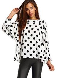 Black And White Polka Dot Blouses For Womens Shein Womens Polka Dots Batwing Sleeve Top Blouse White Small Read More At The Image Link Note It Is Aff Batwing Sleeve Top Fashion Fashion Clothes Women
