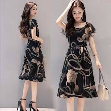 Baik cewek maupun cowok pasti pada daftar. Hot Korean Elegant Women Floral Print Midi Dresses Shopee Singapore