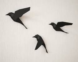 3d Papercraft Birds On Wall Diy Paper Model Sculpture Etsy Paper Models Paper Sculpture Paper Birds