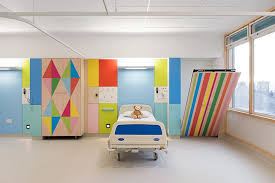 Morag Myerscough S Bold Bright Bespoke Bedrooms Light Up Sheffield Children S Hospital Hospital Interior Design Hospital Design Hospital Interior