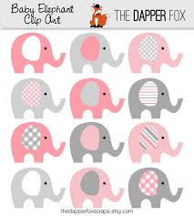 Pink And Grey Elephant Clip Art Instant Download Baby Girl Etsy Baby Shower Clipart Elephant Baby Showers Baby Boy Shower
