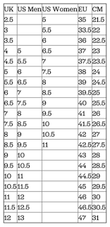 42 judicious puma shoe size chart inches