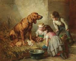 Seeing After The Pups Carl Reichert Oil Painting Cutepaintings Dog Paintings Painting Animal Paintings