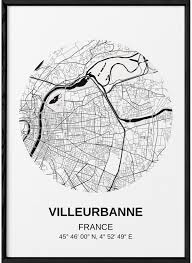 Carte Villeurbanne Affiche Ville A Afficher Dans Le Salon L Afficherie