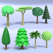 Toon Tree Pack 3d Model 3d Model Fantasy Tree Cartoon Trees