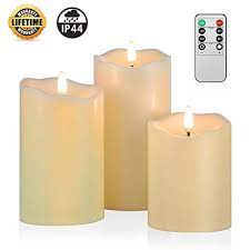 Angelloong 2019 Upgraded Flickering Flameless Candles Most Realistic Waterproof Led Candles With Remote And Ti Pillar Candles Flameless Candles Remote Candles