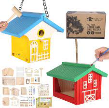 Once the birdhouses are finished, make an expedition out of installing them around your farm. Buy Nanayo Wild Birds Diy Bird House Kit For Kids To Build Birdhouse And Bird Feeder Wood Building Kits With Hanging Chain And Rope Mallet Paints And Brushes Sandpaper Glue And