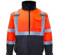Hi-Vis Safety Bomber Jacket with Reflective Stripes