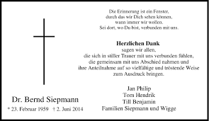 Traueranzeigen Von Bernd Siepmann Waz Trauer De