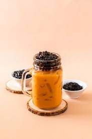 Thai Milk Tea With Bubbles In 2021 Thai Milk Tea Milk Tea Iced Matcha Green Tea