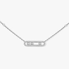 Messika design does not concern that time flows forward. White Gold Diamond Pave Necklace Baby Move Messika 04322 Wg