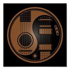 Black Acoustic Electric Guitar Brown And Black Acoustic Electric Guitars Yin Yang Poster Zazzle Com In 2020 Guitar Yin Yang Music Tattoos
