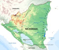 Nicaragua on the world map lies between north and south america, lining the caribbean sea coast. Nicaragua Physical Map