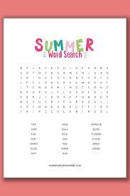 Most of the printable word searches are 15x15, some puzzles are 10x10, and one puzzle is a jumbo 18x18 word search puzzle. Summer Word Search For Kids