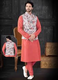 Buy Excellent Festival Wear Silk Pink Printed Work Kurta Pajama With Jacket 144523 Online While looking for kurta pajama designs with jacket, a striped kurta would be a great choice. buy excellent festival wear silk pink