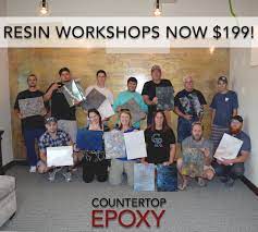 Our Monthly Resin Workshop Held In Grand Junction Colorado Is Now Only 199 After The Workshop Ends You Are Credited That 1 Epoxy Countertop Epoxy Workshop