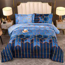 Shop for blue king comforter sets at bed bath & beyond. Amazon Com Sisher Blue Comforter Set Geometric Marble Bedding Sets All Season 3pcs Soft Microfiber Quilts Bed Set With 2 Pillowcases Comforter Queen 228x228cm Home Kitchen