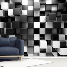 Para su cuidado solo se requiere una limpieza periódica con una esponja seca. Bloques Blancos Y Negros Papel Pintado Mural Salsa De Pared Es
