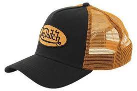 Von Dutch Unisex Patch Logo Trucker Hat Black Orange