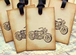 Vintage Motorcycle Hang Tag Car Birthday Theme Hang Tags Vintage Motorcycle